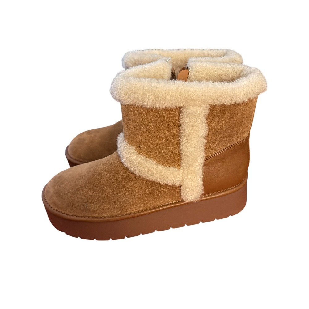 Universal Thread Luma Cognac Faux Shearling Platform Ankle Boots Size 11 NEW